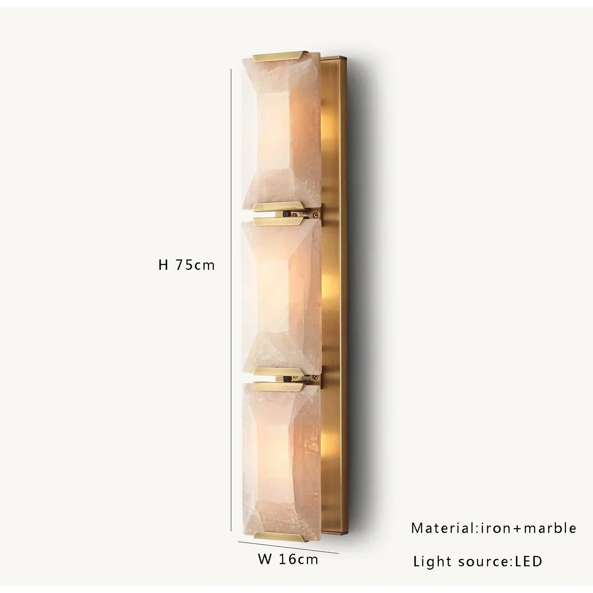 Gold Triple Calcite & Brass Wall Sconce | CLUG03