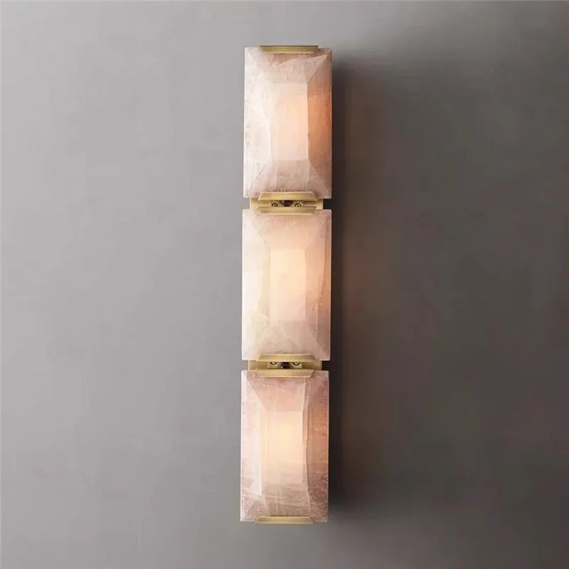 Gold Triple Calcite & Brass Wall Sconce | CLUG03