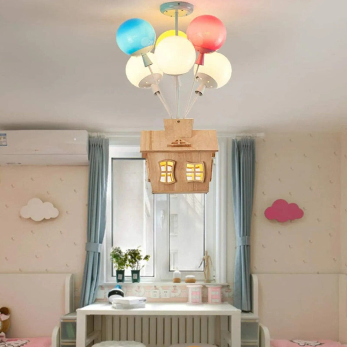 Aria Designer Flush Mount Ceiling Light Wood Children's Room