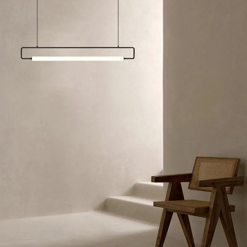 Arisha Modern Minimalist Rectangular Linear Pendant Light, Gold/Black