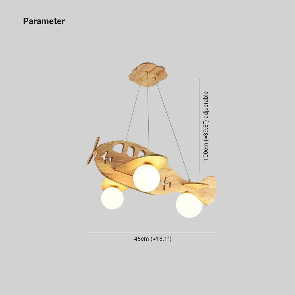 Arisha Vintage Airplane Shape Pendant Light, Wood