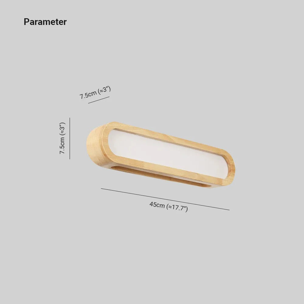 Muto Rectangular Wooden Energy Saving Oblong Wall Lamp