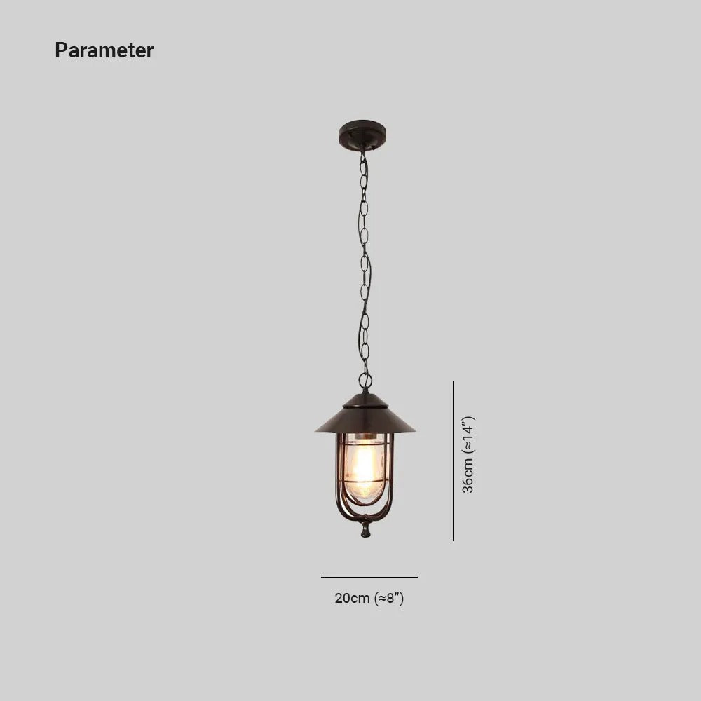 Ray Retro Lantern Metal Pendant Light, Black/Bronze