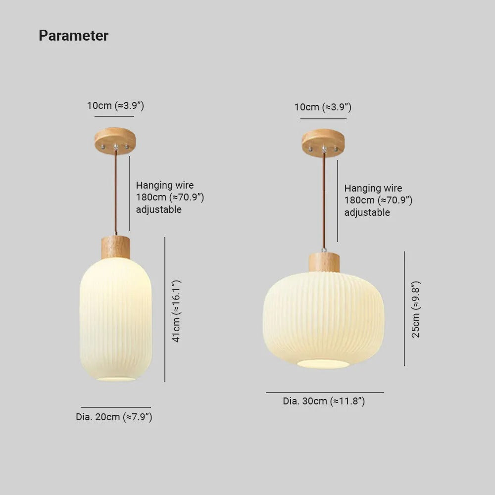 Muto Modern Wood/Glass Pendant Light, White