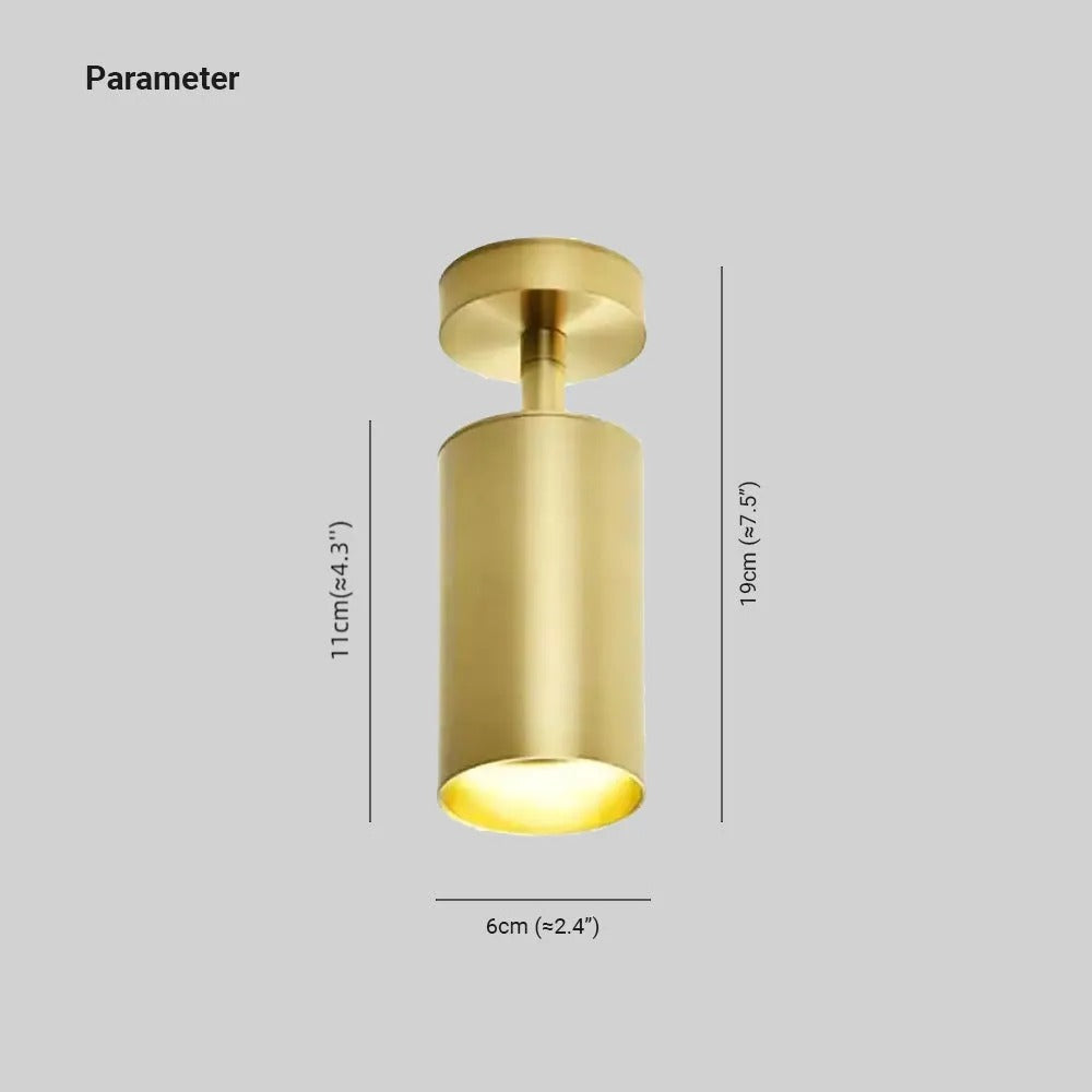 Aria Moderno Gold Cylinder Spotlight Background Flush Mount Ceiling Light, Metal