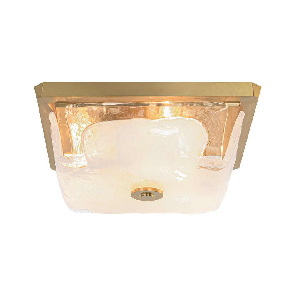 3-Light Square Cloud Glass Flush Mount
