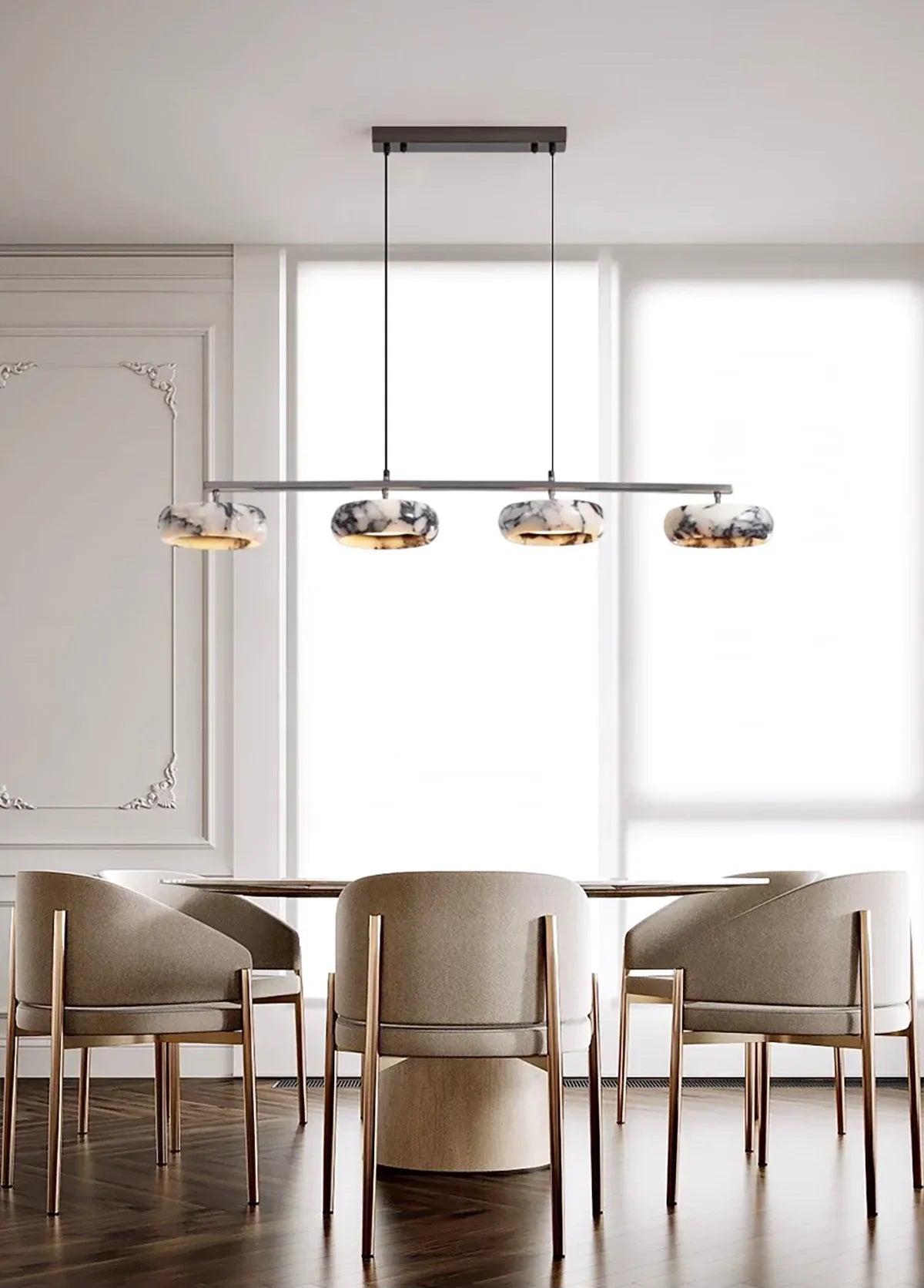 Linear Marble Ring Pendant Light
