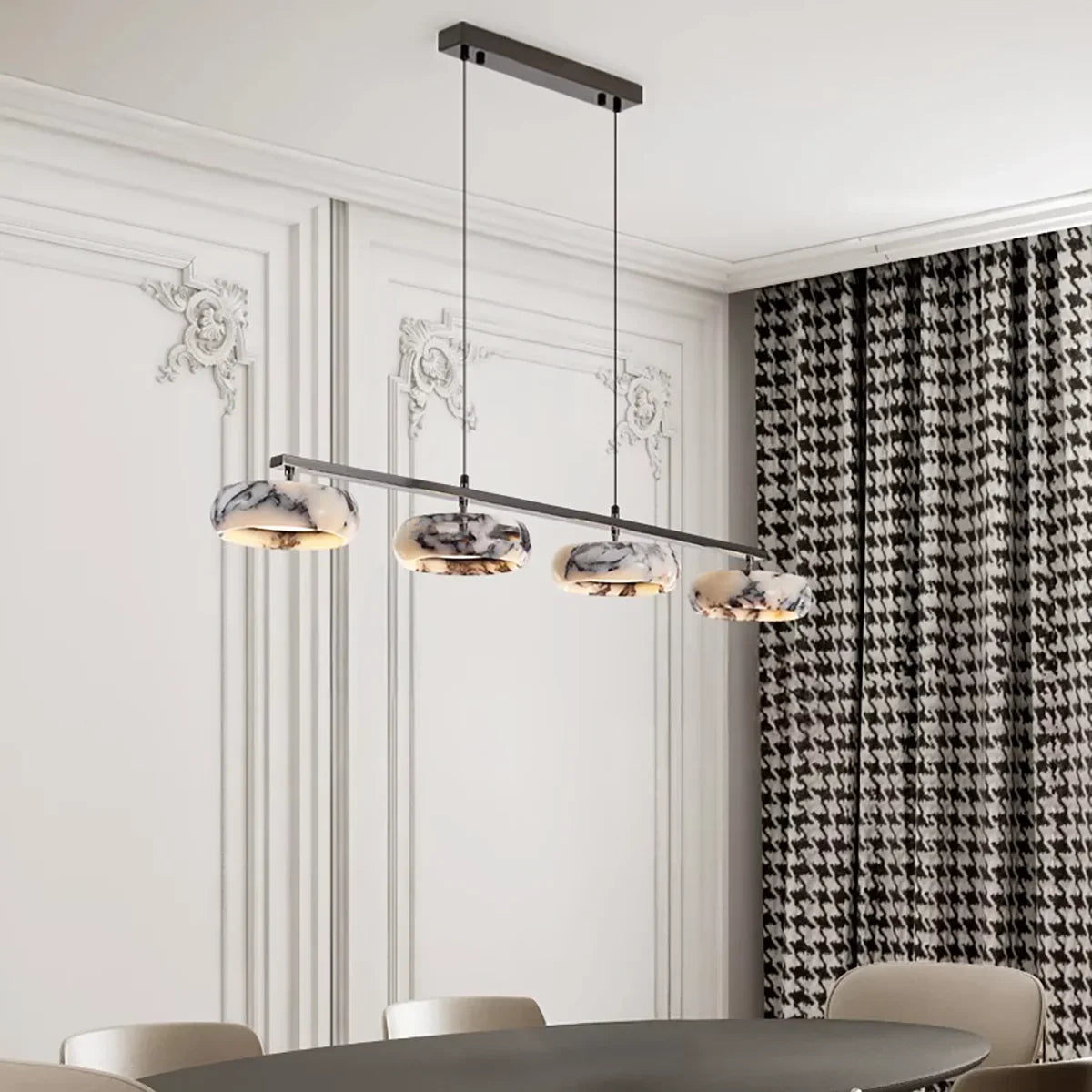 Linear Marble Ring Pendant Light