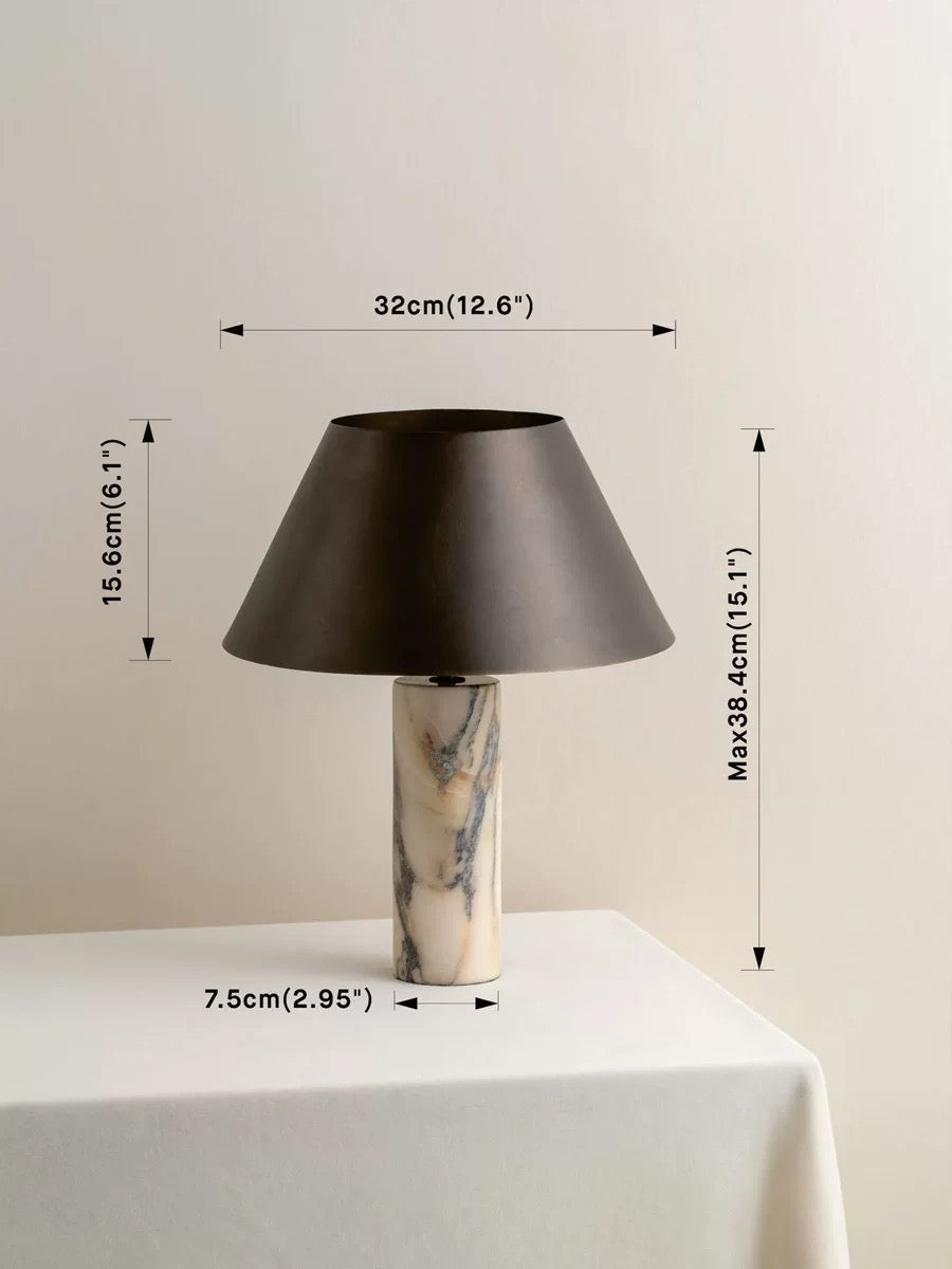 Marble Grey Column Table Lamp | CLBULS03