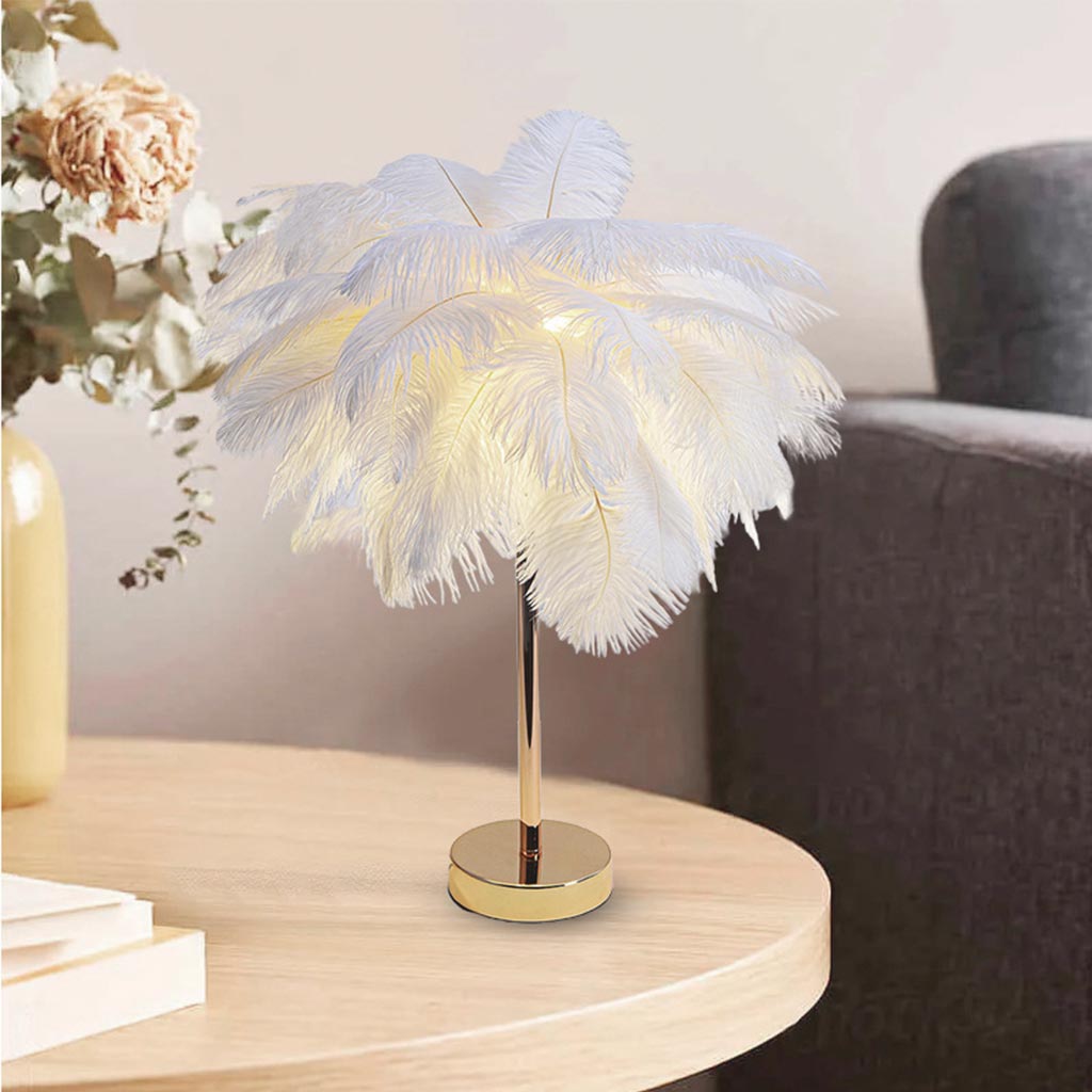 Ostrich Feather Table Lamp Minimalist, 3 Colors