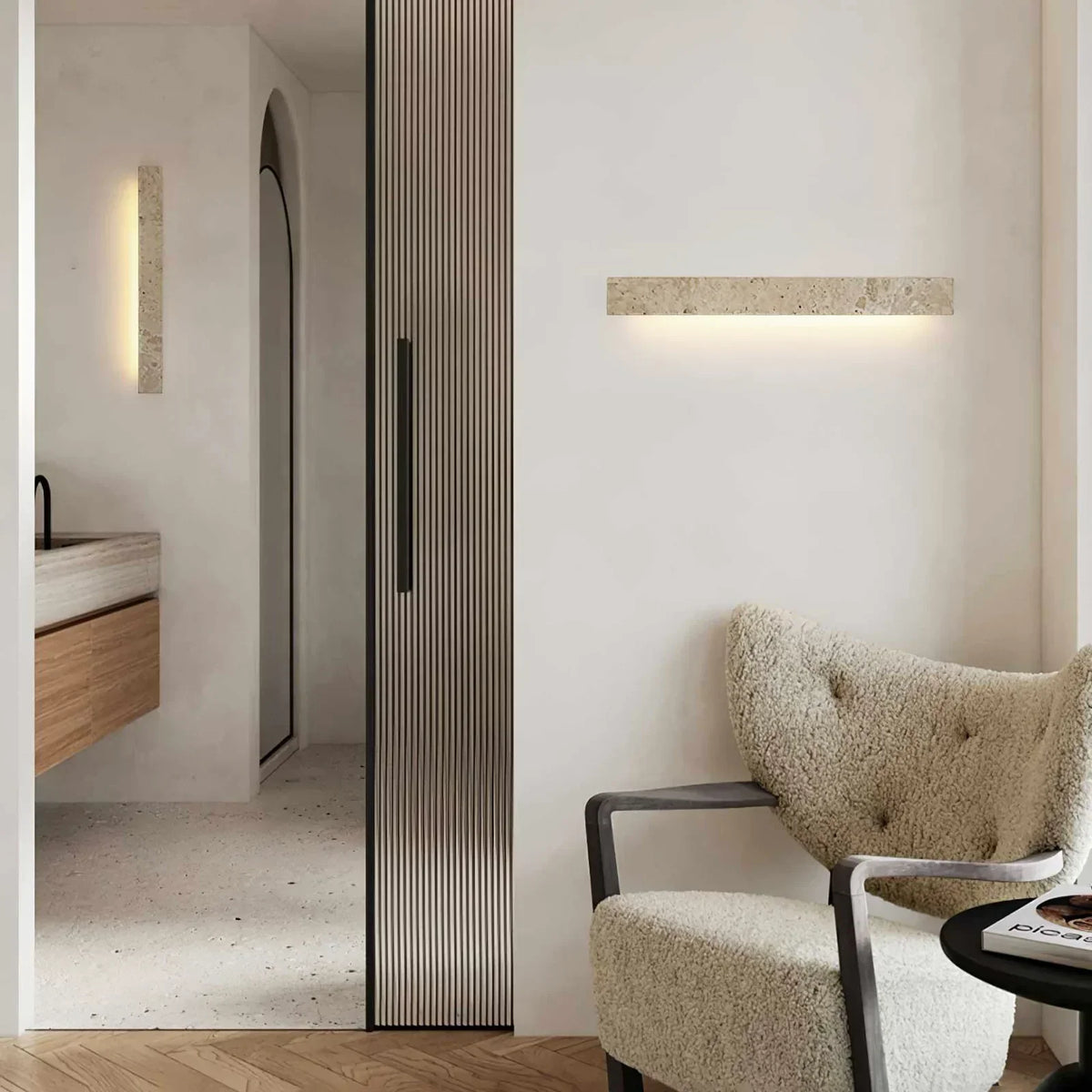 Rectangle Travertine Stravik Wall Light