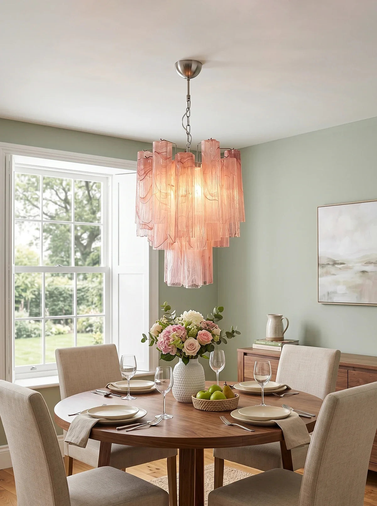 Red Glass Tube Chandelier