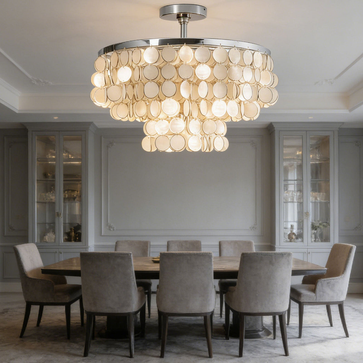 Tiered Shell Disc Ceiling Light
