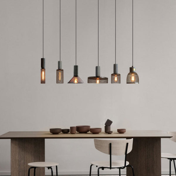 Xenith Industrial Cylindrical Pendant Light, Cement/Metal