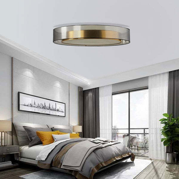 Arisha Nordic Modern Round LED Flush Mount Ceiling Light, Gold Copper