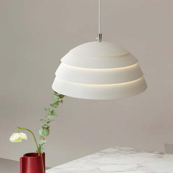 Arisha Design Semi-Globe Metal Pendant Light, Black/White