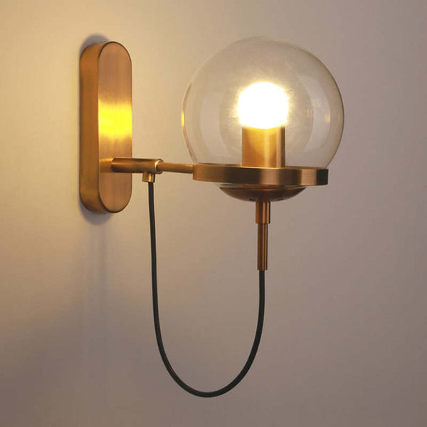 Brass Ironwork Glass Shade Wall Lights