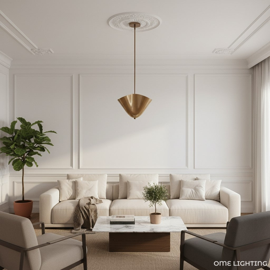 Musa Brass Pendant Light Golden Glass Dining Room