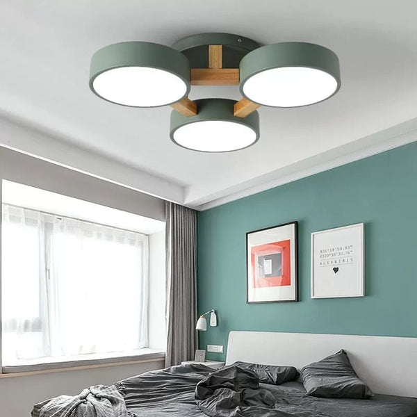 Modern Wooden Multi-Head Ceiling Light for Living Room