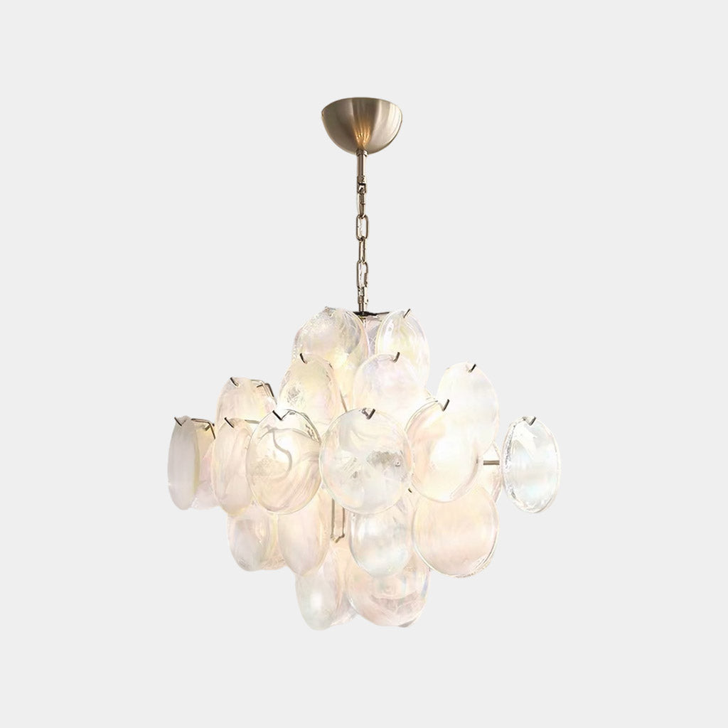Tiered Multi-Colored Murano Glass Disc Chandelier
