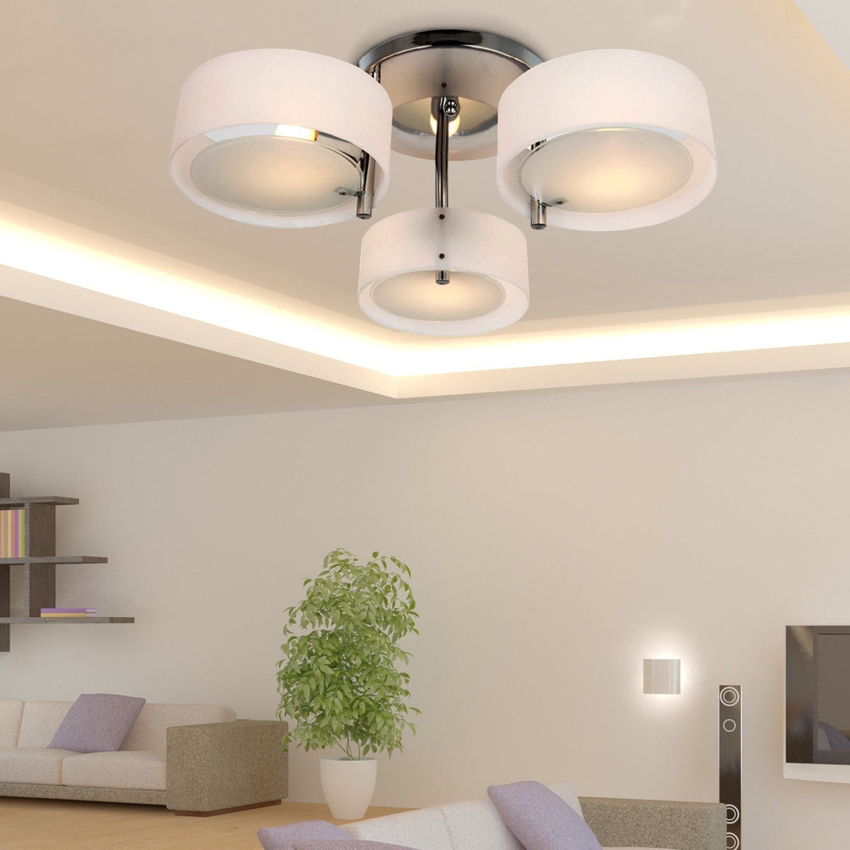 Arisha Flush Mount Ceiling Light Glass White Modern Round Hallway