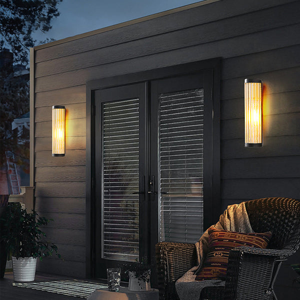 Seluno Wall Lamp Modern Semi-Cylindrical Outdoor Black