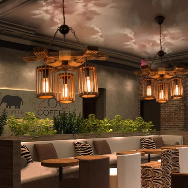 Epoch Retro LED Chandelier Wood Restaurant/Living Room/Bar