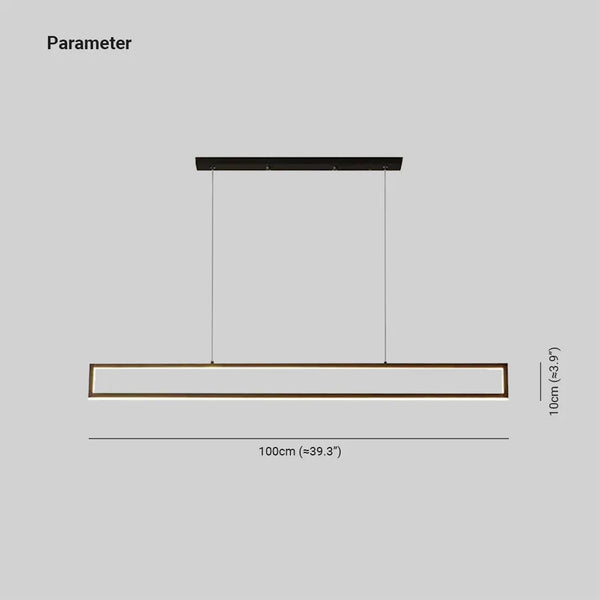 Minimalist Long Rectangular Pendant Light Metal Dimmable for Dining Room