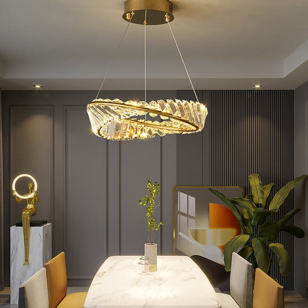 Kristy Modern Luxury Round Glass Chandelier, Gold