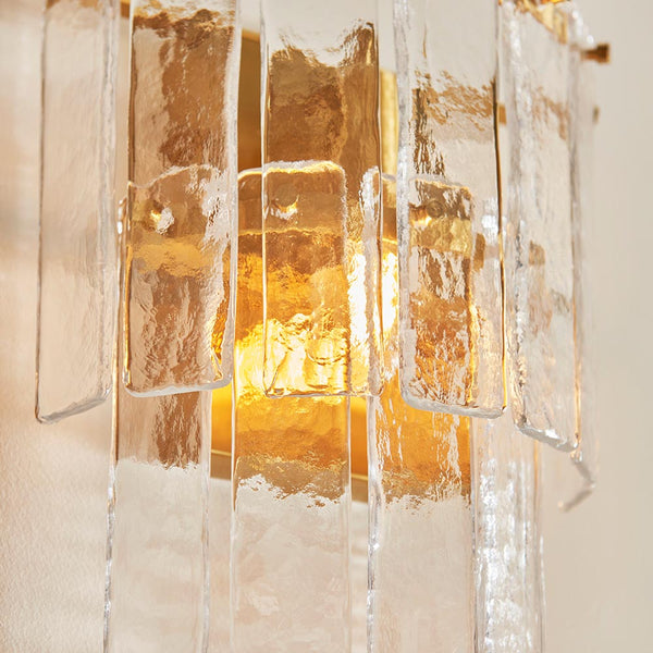 Glass Panel Wall Light with Gilt Metal