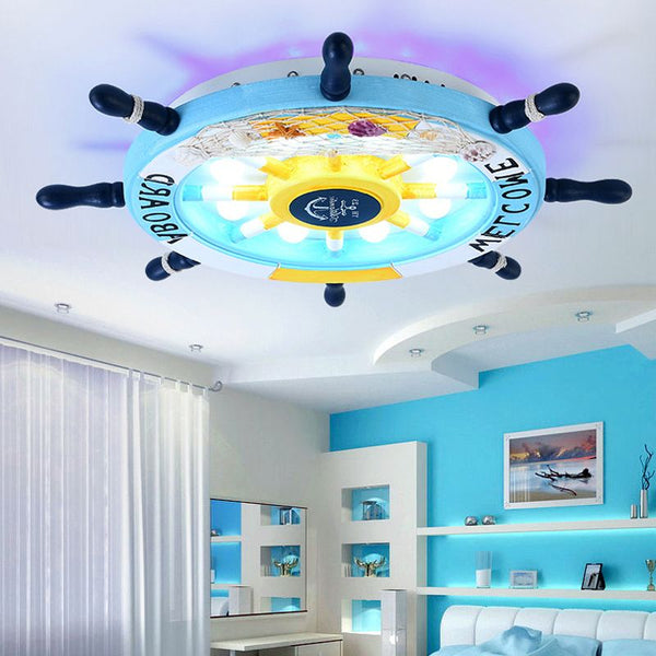 Mediterranean Ship Wheel Ceiling Light for Children