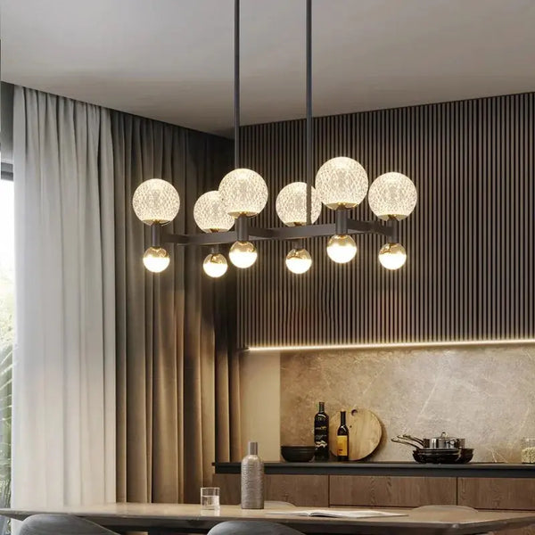 Modern Black Linear Dining Room Chandelier 12/16 Lights