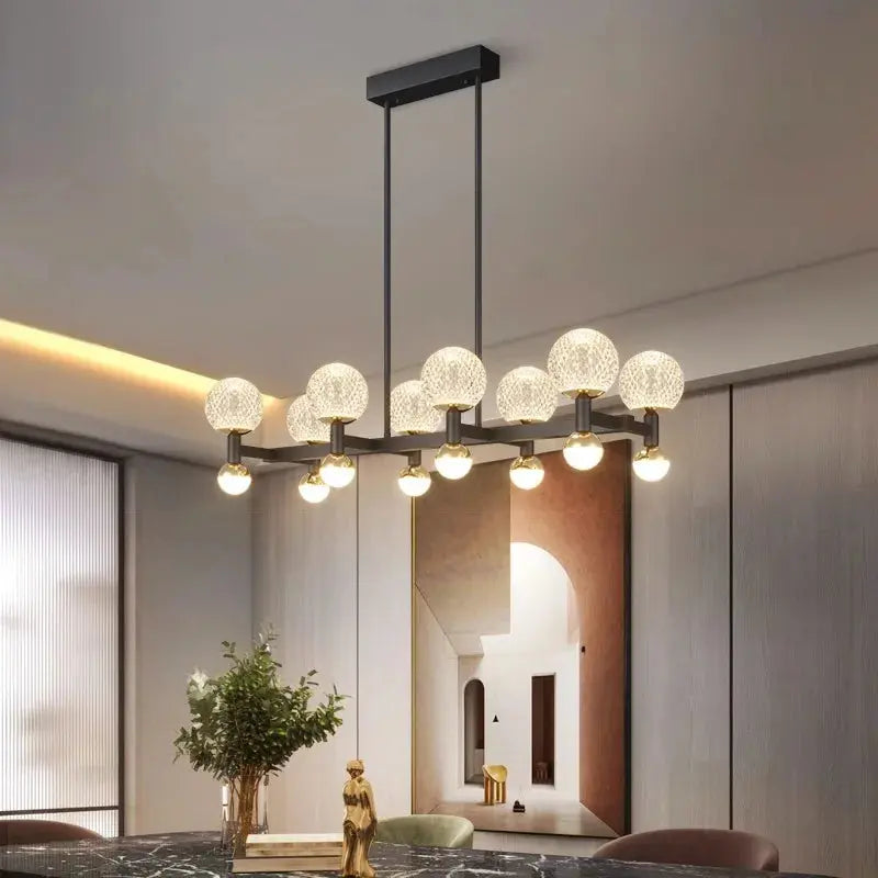 Modern Black Linear Dining Room Chandelier 12/16 Lights