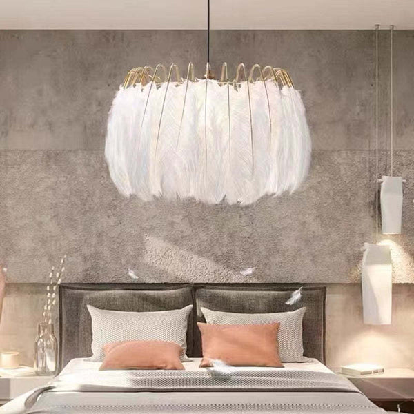 Luxury Feather Pendant Light Dimmable for Living Room