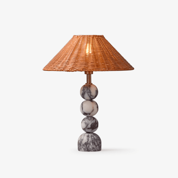 Marble Orb Rattan Table Lamp