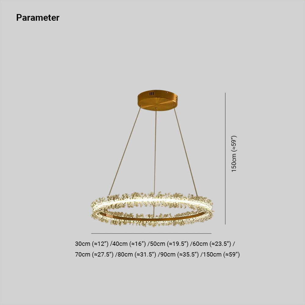 Modern Circular Pendant Light with Crystal for Living Room