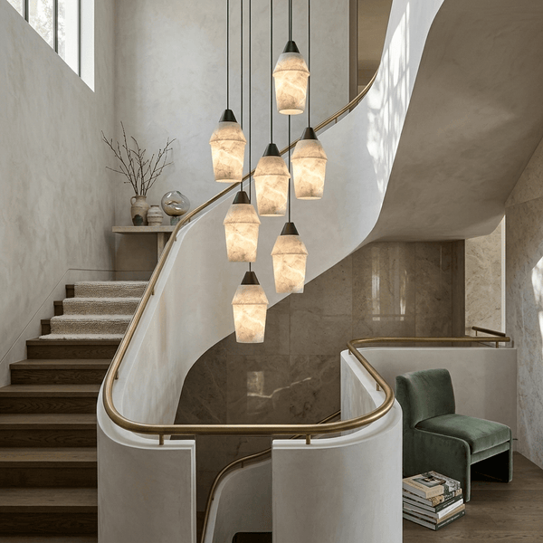 Spindle Alabaster Cluster Chandelier