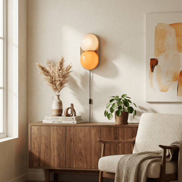 Two Globe Glass Plug-in Wall Sconce