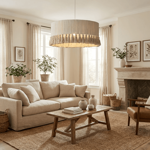 Cotton Fringe Drum Pendant Lamp