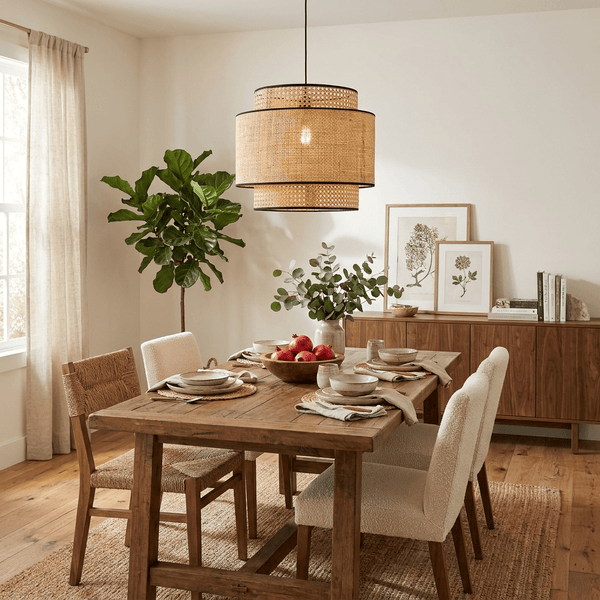 Sienna Rattan Fabric Pendant Lamp