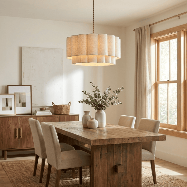 Fabric Petal Cylinder Pendant Lamp