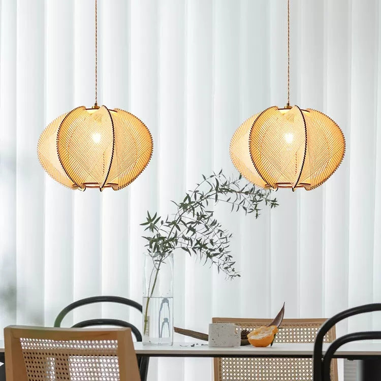 Wabi Sabi Woven Bamboo Wood Light Pendant