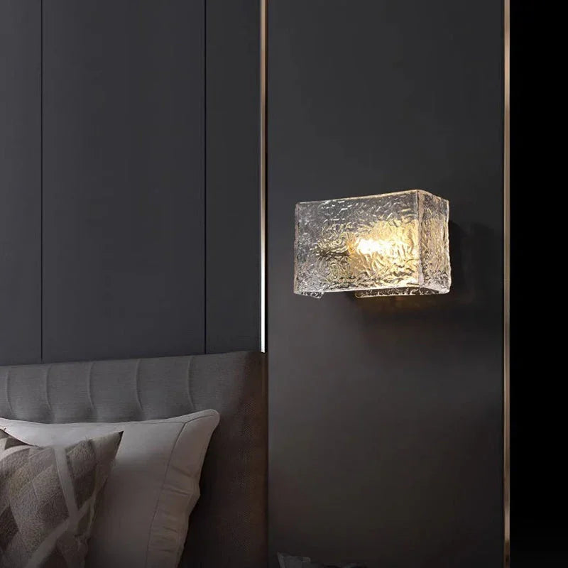 Water Pattern Glass Square Wall Sconce Lamp