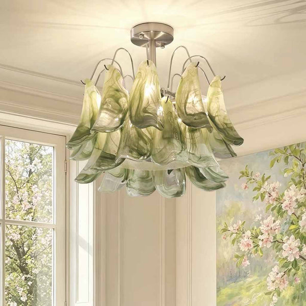 3-Tier Murano Glass Petal Chandelier Ceiling Light, 4 Colors