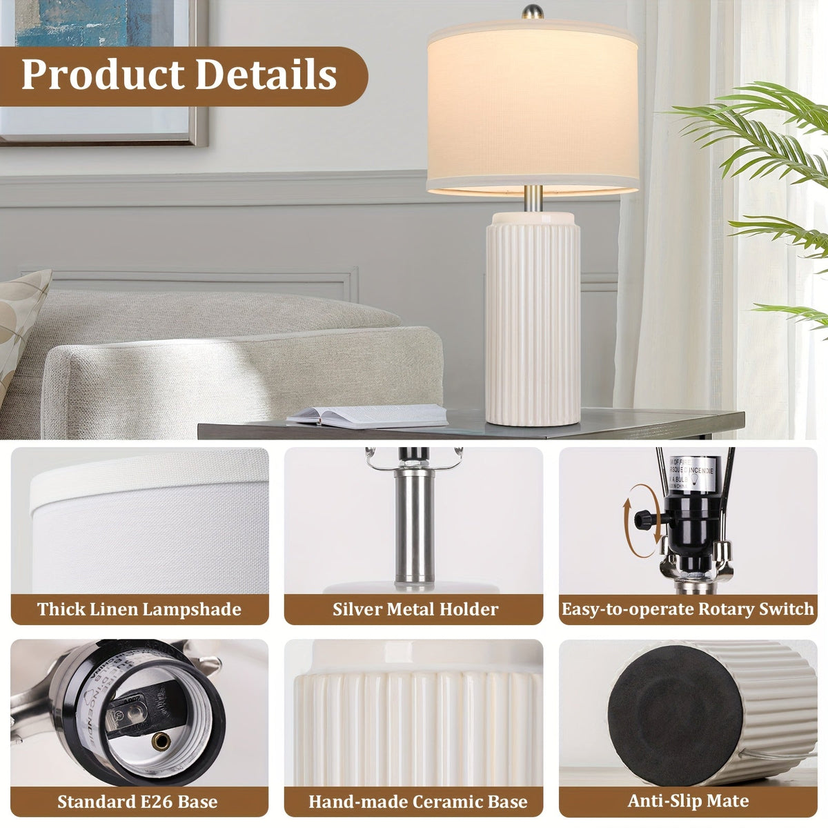 2-Set Yanya Modern Ceramic Table Lamp