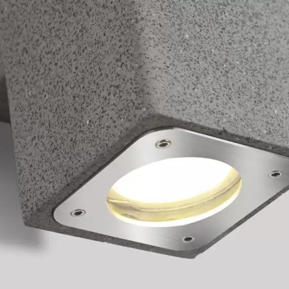 Ray Minimalist Cement Square Outdoor Wall Lamp, White
