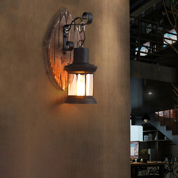 Epoch Wall Lamp Leaf Shape Vintage, Wood/Metal, Bedroom