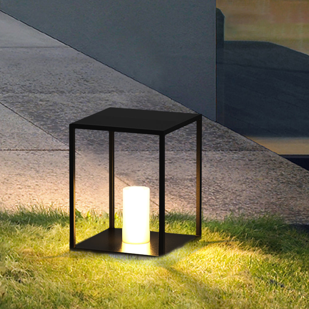Ray Minimalist Rectangular Metal Solar Outdoor Ground Lamp