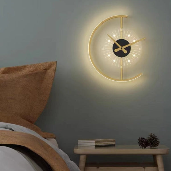 Nordic Clock Decorative Wall Light Beside Bed