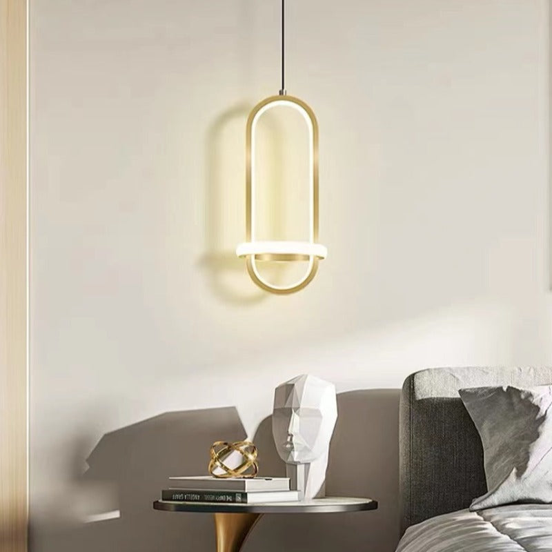 Modern Ellipse Pendant Light Metal Dimmable for Bedside